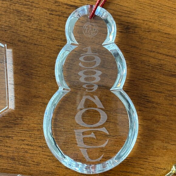 Baccarat Crystal Ornaments Lot of 3: 1989 Snowman, 1990 Gift Box, 1991 Snowflake - Picture 8 of 10